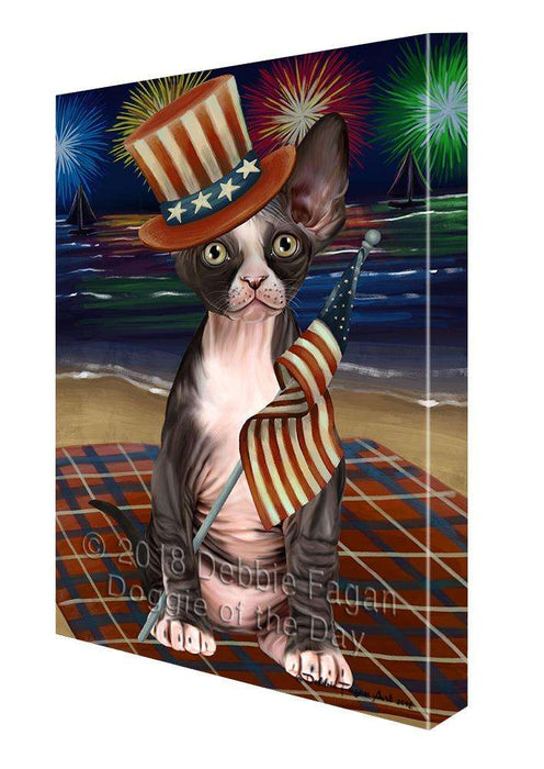 4th of July Independence Day Firework Sphynx Cat Canvas Print Wall Art Décor CVS88937
