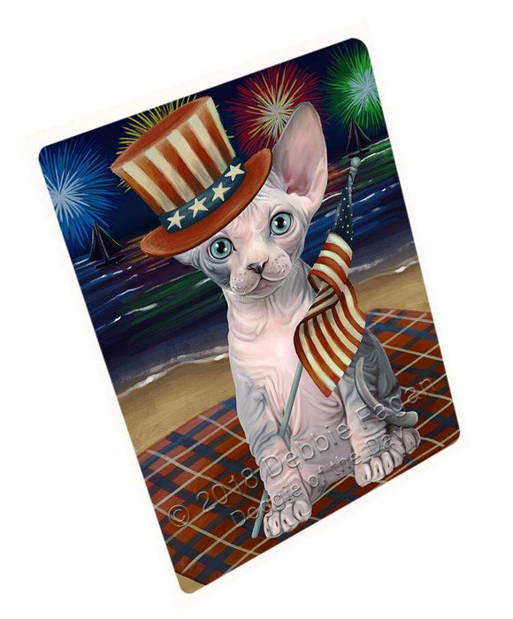 4th of July Independence Day Firework Sphynx Cat Cutting Board C60462