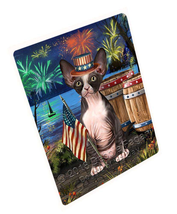 4th of July Independence Day Firework Sphynx Cat Cutting Board C66693