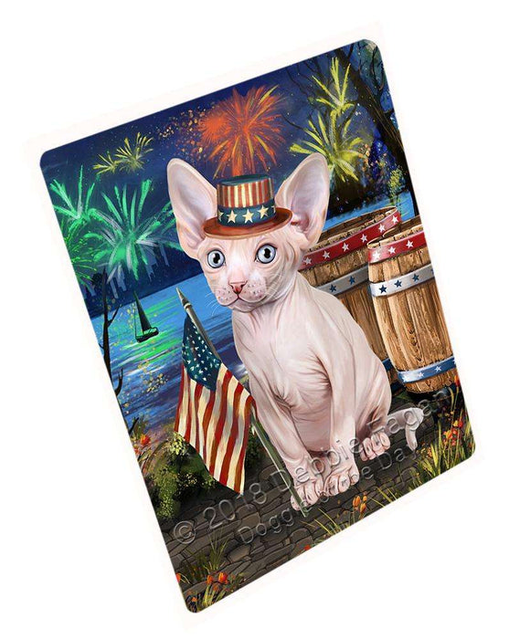 4th of July Independence Day Firework Sphynx Cat Cutting Board C66696