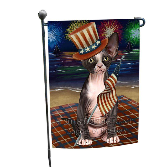 4th of July Independence Day Firework Sphynx Cat Garden Flag GFLG52067