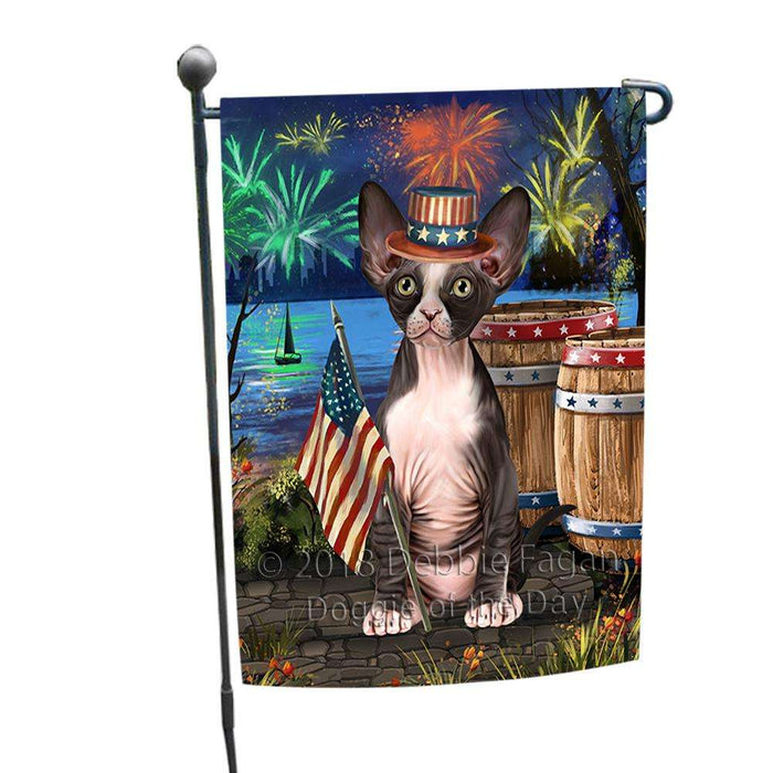 4th of July Independence Day Firework Sphynx Cat Garden Flag GFLG54145