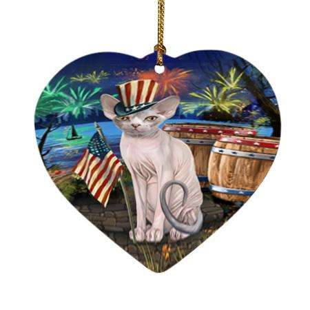4th of July Independence Day Firework Sphynx Cat Heart Christmas Ornament HPOR54081