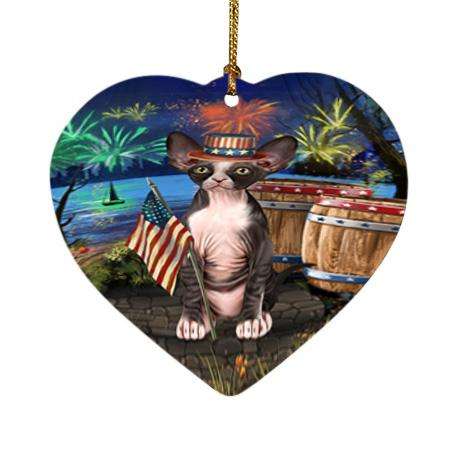 4th of July Independence Day Firework Sphynx Cat Heart Christmas Ornament HPOR54083