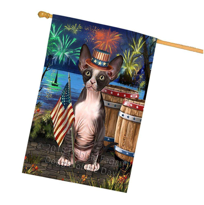 4th of July Independence Day Firework Sphynx Cat House Flag FLG54281