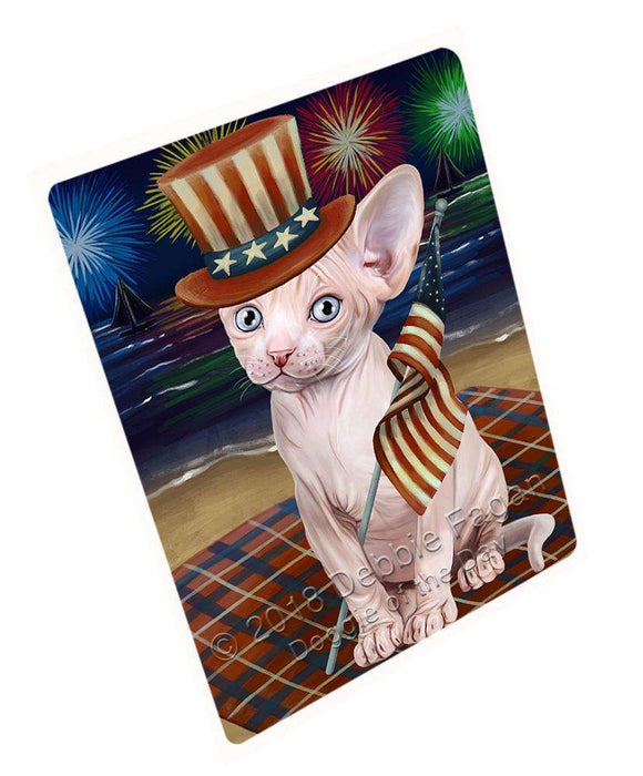 4th of July Independence Day Firework Sphynx Cat Large Refrigerator / Dishwasher Magnet RMAG72930