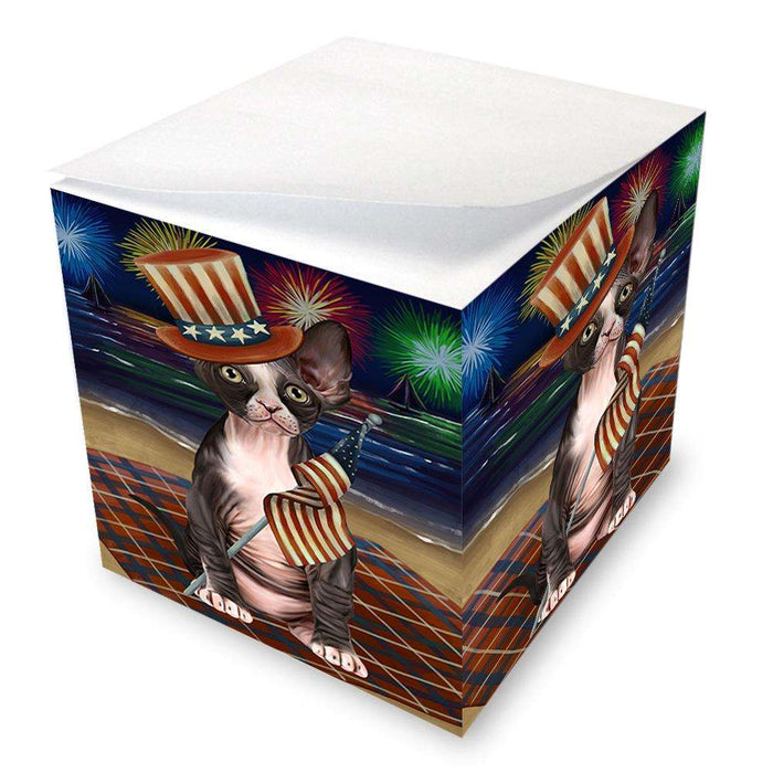 4th of July Independence Day Firework Sphynx Cat Note Cube NOC52070