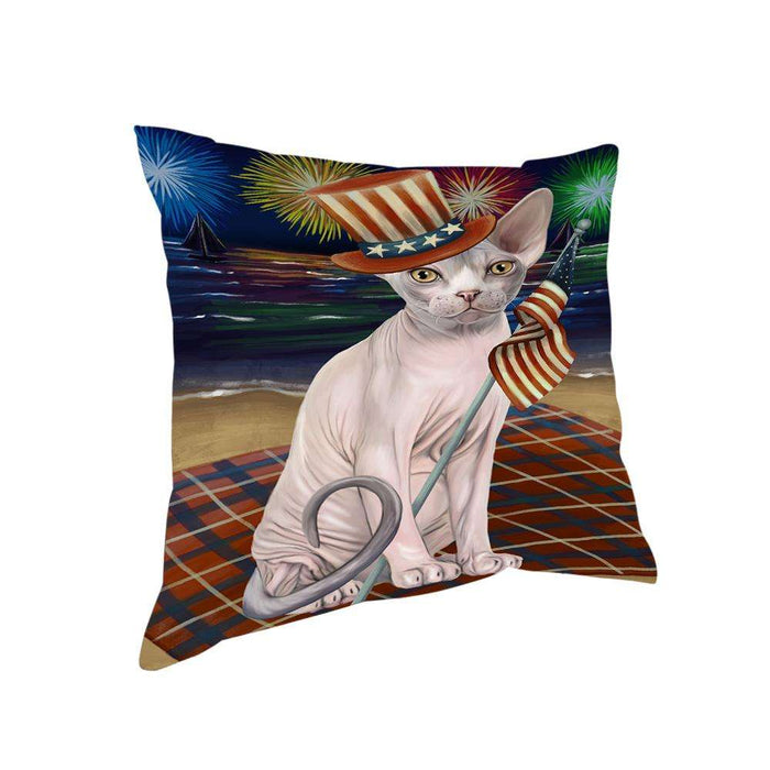 4th of July Independence Day Firework Sphynx Cat Pillow PIL64632