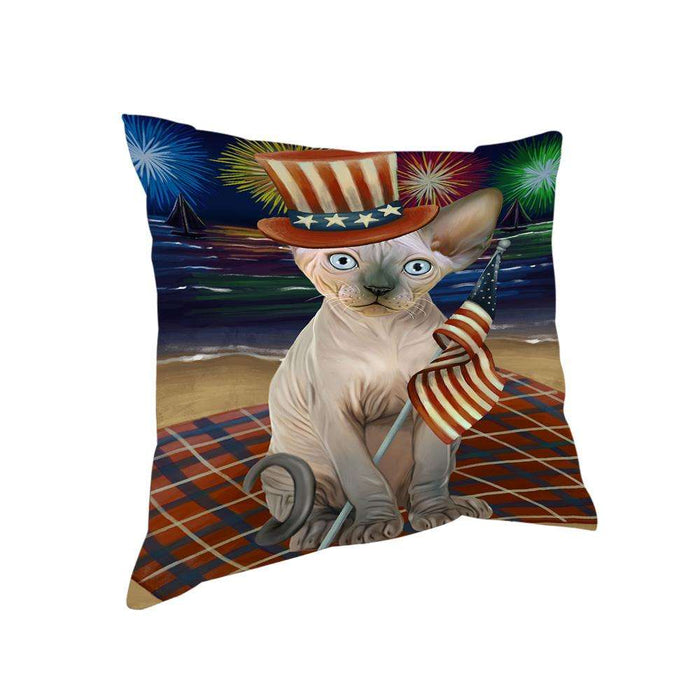 4th of July Independence Day Firework Sphynx Cat Pillow PIL64640