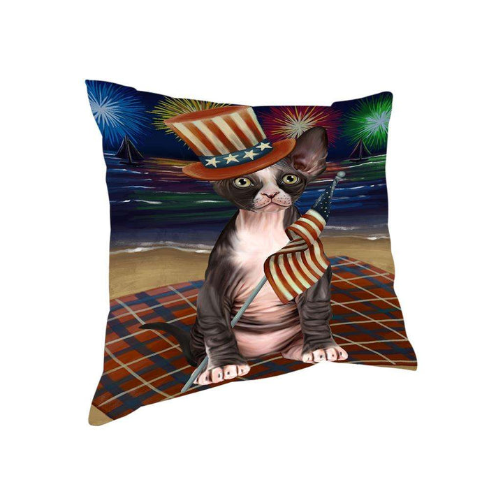 4th of July Independence Day Firework Sphynx Cat Pillow PIL64644