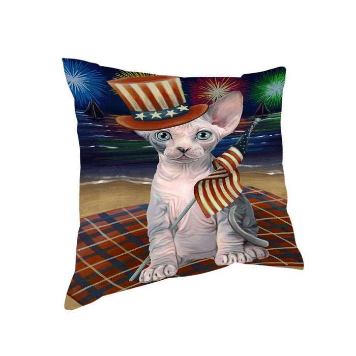 4th of July Independence Day Firework Sphynx Cat Pillow PIL64648