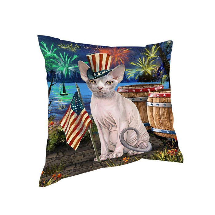 4th of July Independence Day Firework Sphynx Cat Pillow PIL72948