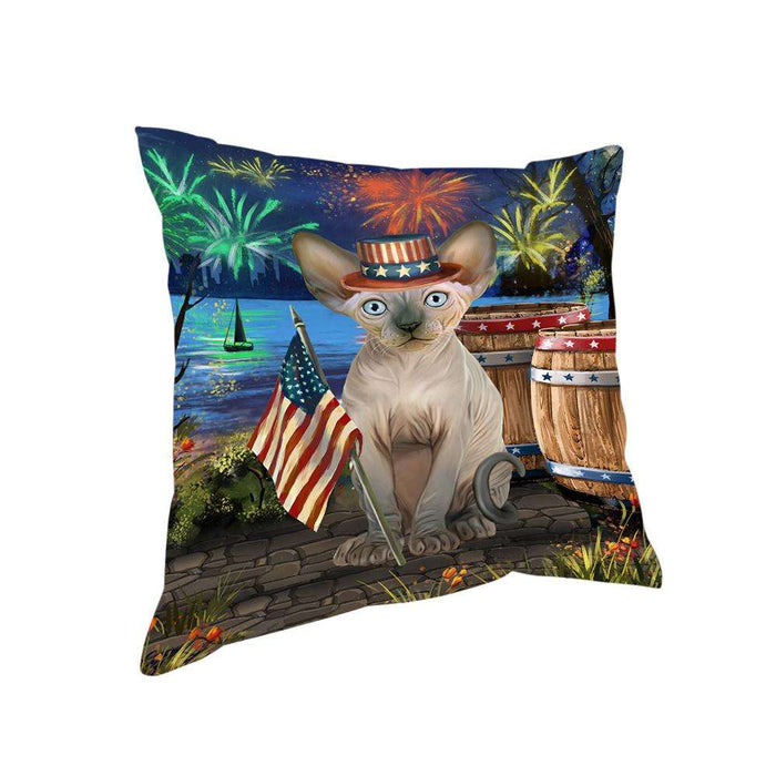 4th of July Independence Day Firework Sphynx Cat Pillow PIL72952