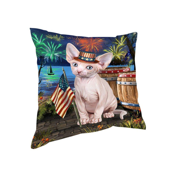 4th of July Independence Day Firework Sphynx Cat Pillow PIL72960