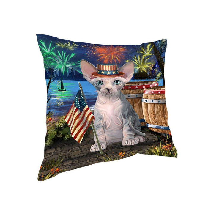 4th of July Independence Day Firework Sphynx Cat Pillow PIL72964