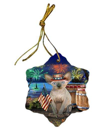 4th of July Independence Day Firework Sphynx Cat Star Porcelain Ornament SPOR54073