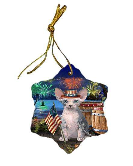 4th of July Independence Day Firework Sphynx Cat Star Porcelain Ornament SPOR54076