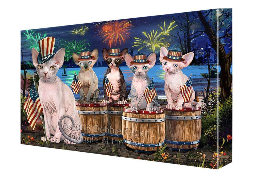 4th of July Independence Day Firework Sphynx Cats Canvas Print Wall Art Décor CVS104903