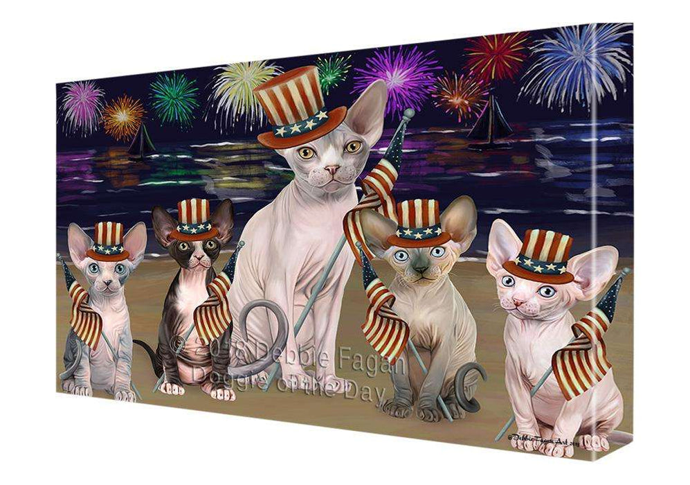 4th of July Independence Day Firework Sphynx Cats Canvas Print Wall Art Décor CVS85877