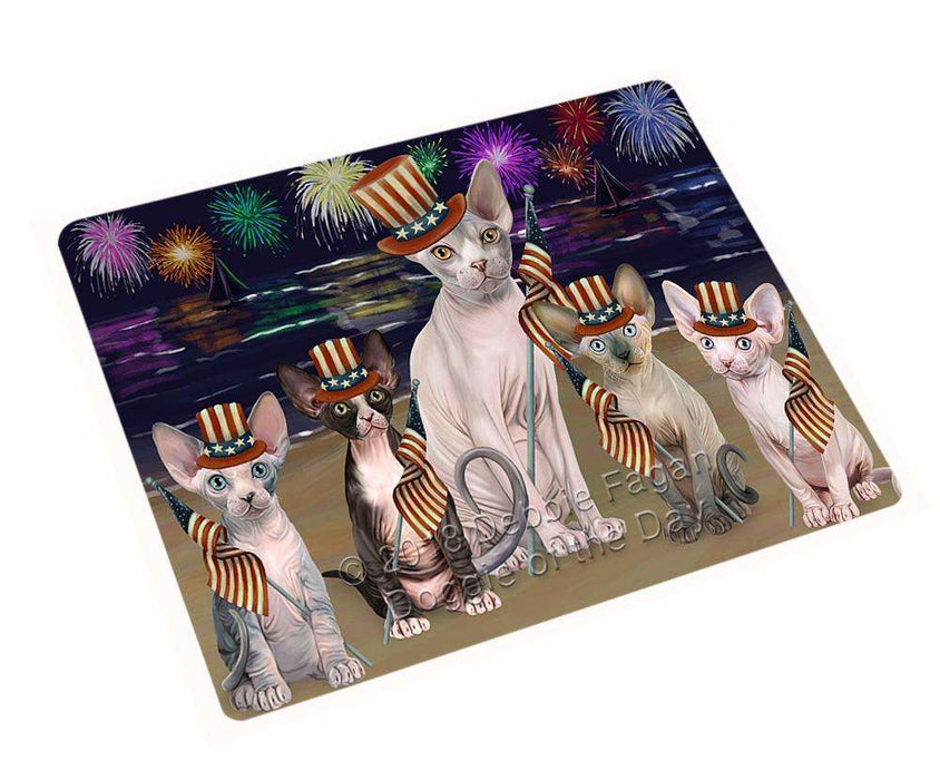 4th of July Independence Day Firework Sphynx Cats Cutting Board C60453
