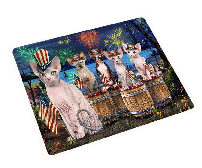 4th of July Independence Day Firework Sphynx Cats Cutting Board C66795