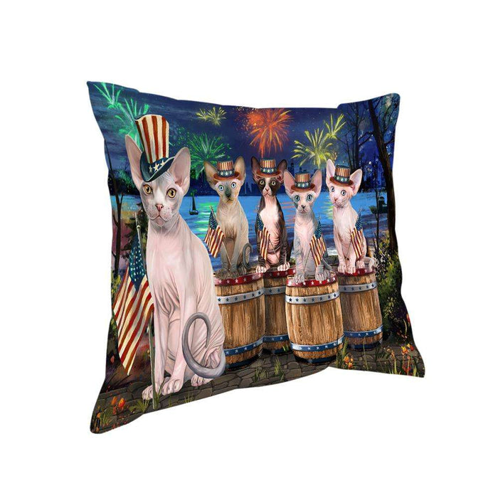 4th of July Independence Day Firework Sphynx Cats Pillow PIL73092