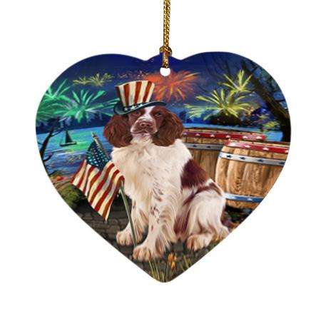 4th of July Independence Day Firework Springer Spaniel Dog Heart Christmas Ornament HPOR54086