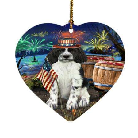 4th of July Independence Day Firework Springer Spaniel Dog Heart Christmas Ornament HPOR54087