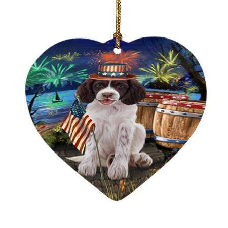4th of July Independence Day Firework Springer Spaniel Dog Heart Christmas Ornament HPOR54088