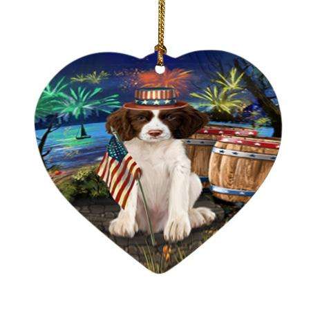4th of July Independence Day Firework Springer Spaniel Dog Heart Christmas Ornament HPOR54089