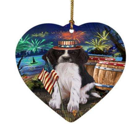 4th of July Independence Day Firework Springer Spaniel Dog Heart Christmas Ornament HPOR54090
