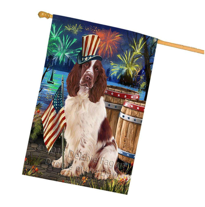 4th of July Independence Day Firework Springer Spaniel Dog House Flag FLG54284