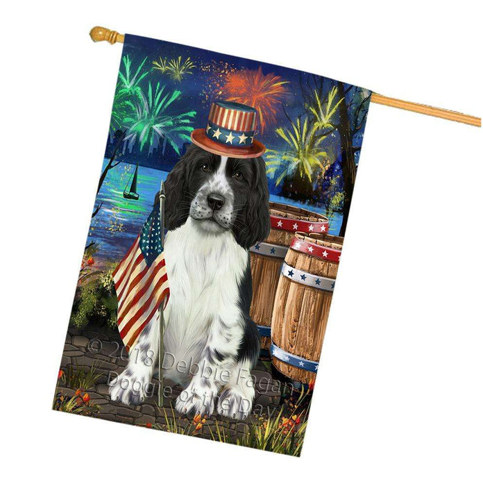 4th of July Independence Day Firework Springer Spaniel Dog House Flag FLG54285