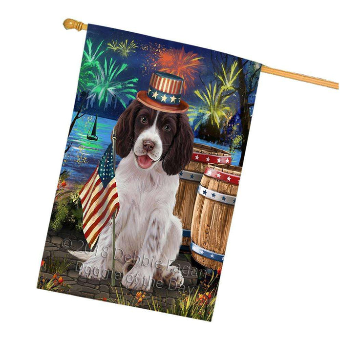 4th of July Independence Day Firework Springer Spaniel Dog House Flag FLG54286