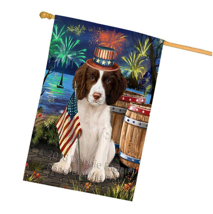 4th of July Independence Day Firework Springer Spaniel Dog House Flag FLG54287
