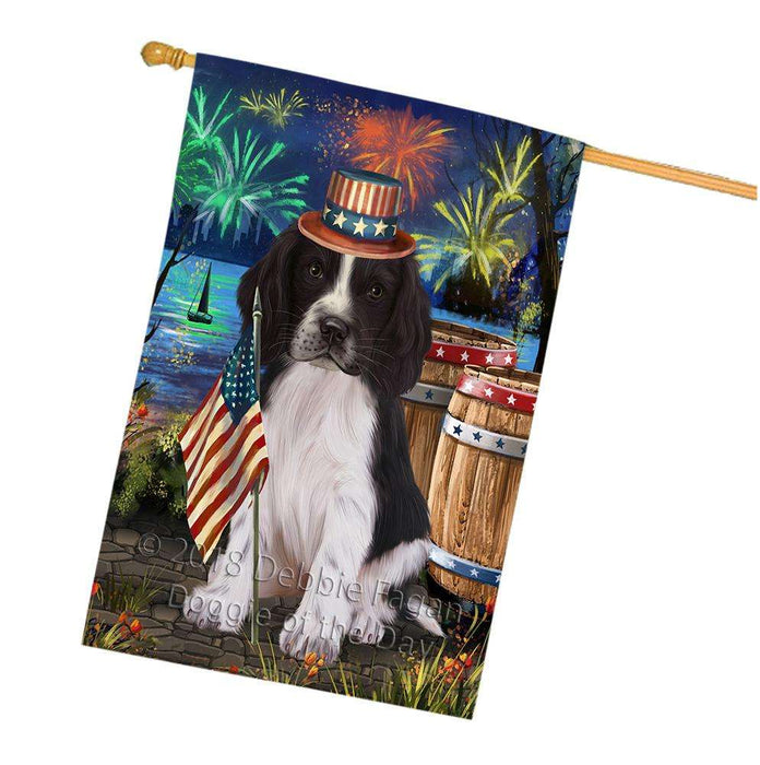 4th of July Independence Day Firework Springer Spaniel Dog House Flag FLG54288