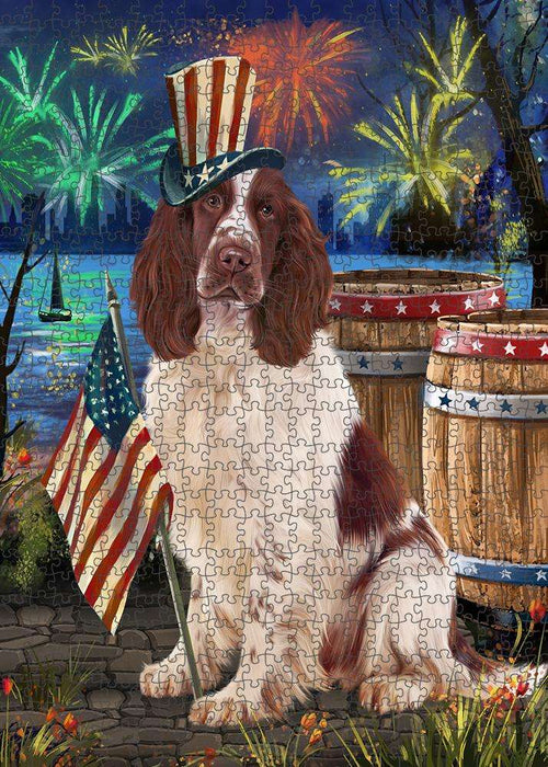 4th of July Independence Day Firework Springer Spaniel Dog Puzzle with Photo Tin PUZL83500