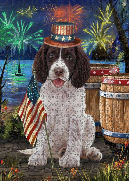 4th of July Independence Day Firework Springer Spaniel Dog Puzzle with Photo Tin PUZL83508