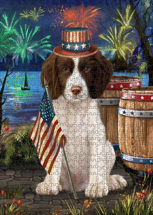 4th of July Independence Day Firework Springer Spaniel Dog Puzzle with Photo Tin PUZL83512