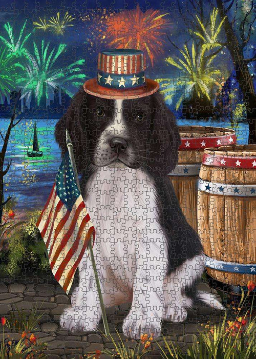 4th of July Independence Day Firework Springer Spaniel Dog Puzzle with Photo Tin PUZL83516