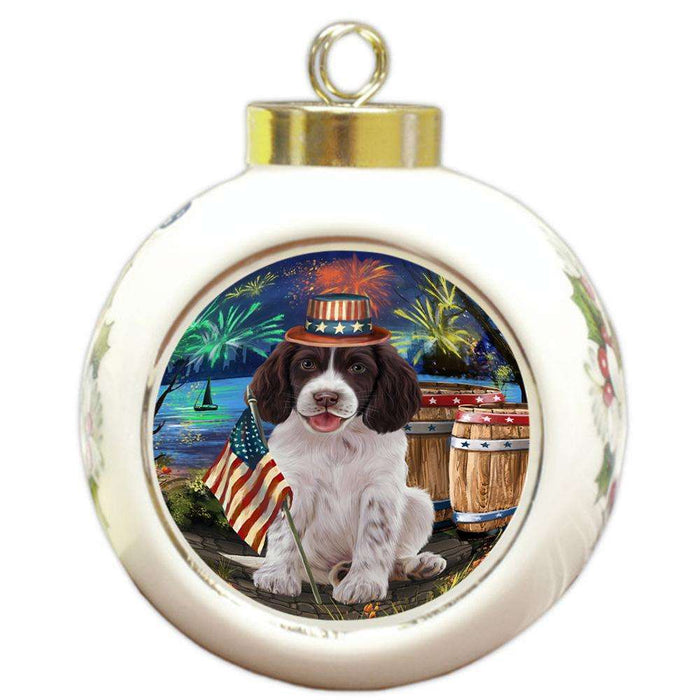 4th of July Independence Day Firework Springer Spaniel Dog Round Ball Christmas Ornament RBPOR54088