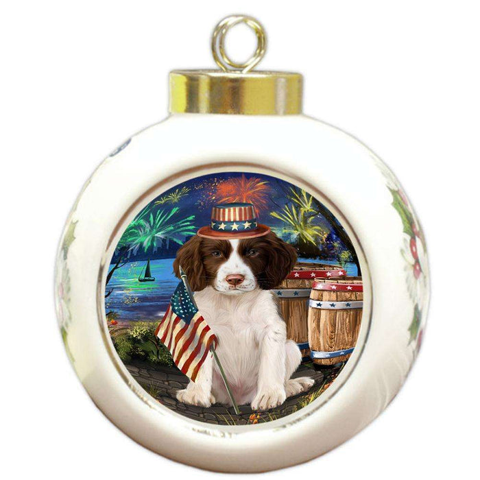 4th of July Independence Day Firework Springer Spaniel Dog Round Ball Christmas Ornament RBPOR54089