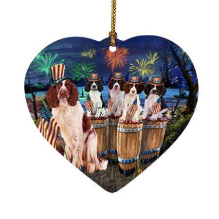 4th of July Independence Day Firework Springer Spaniels Dog Heart Christmas Ornament HPOR54118