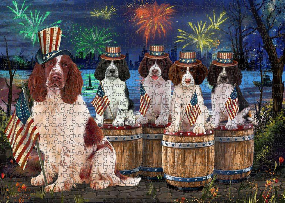 4th of July Independence Day Firework Springer Spaniels Dog Puzzle with Photo Tin PUZL83628