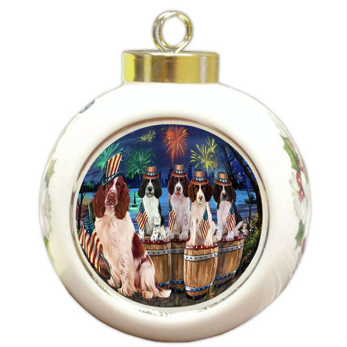 4th of July Independence Day Firework Springer Spaniels Dog Round Ball Christmas Ornament RBPOR54118