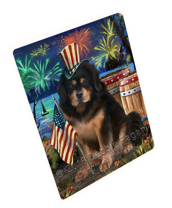 4th of July Independence Day Firework Tibetan Mastiff Dog Cutting Board C66717