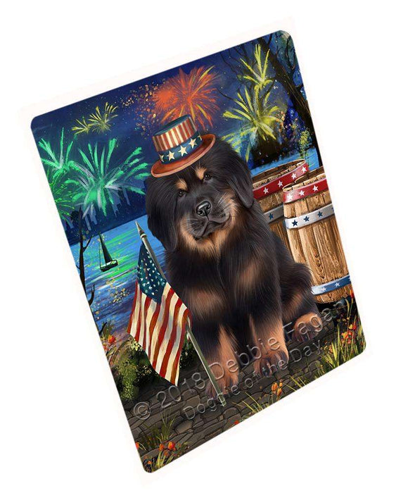 4th of July Independence Day Firework Tibetan Mastiff Dog Cutting Board C66720