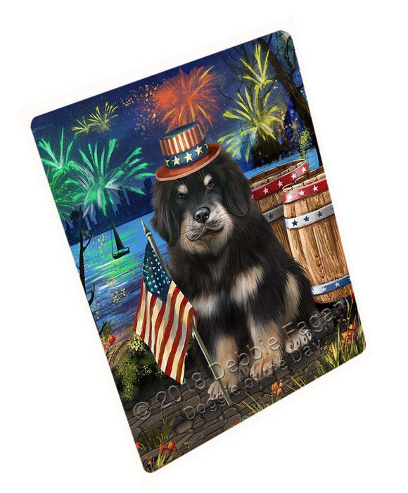 4th of July Independence Day Firework Tibetan Mastiff Dog Cutting Board C66723