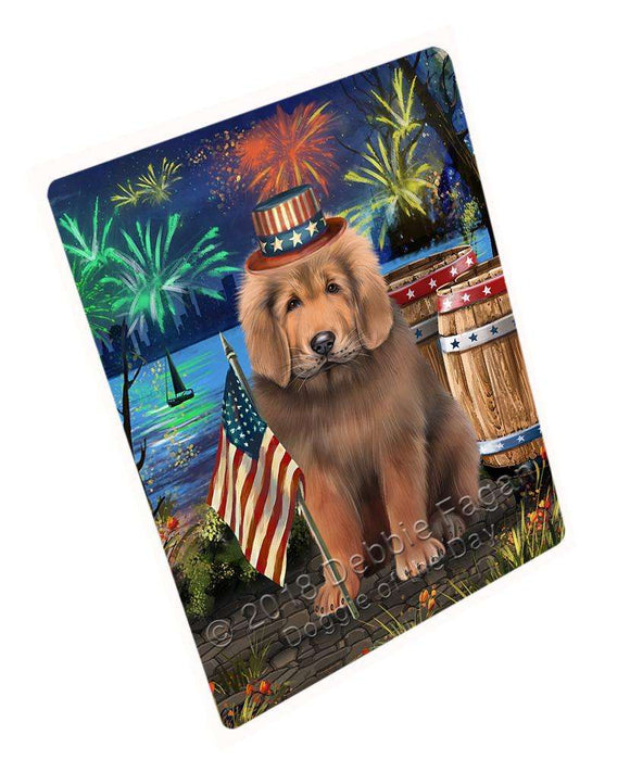 4th of July Independence Day Firework Tibetan Mastiff Dog Cutting Board C66726