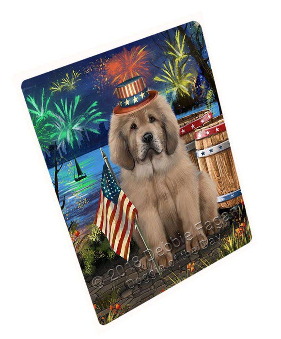 4th of July Independence Day Firework Tibetan Mastiff Dog Cutting Board C66729